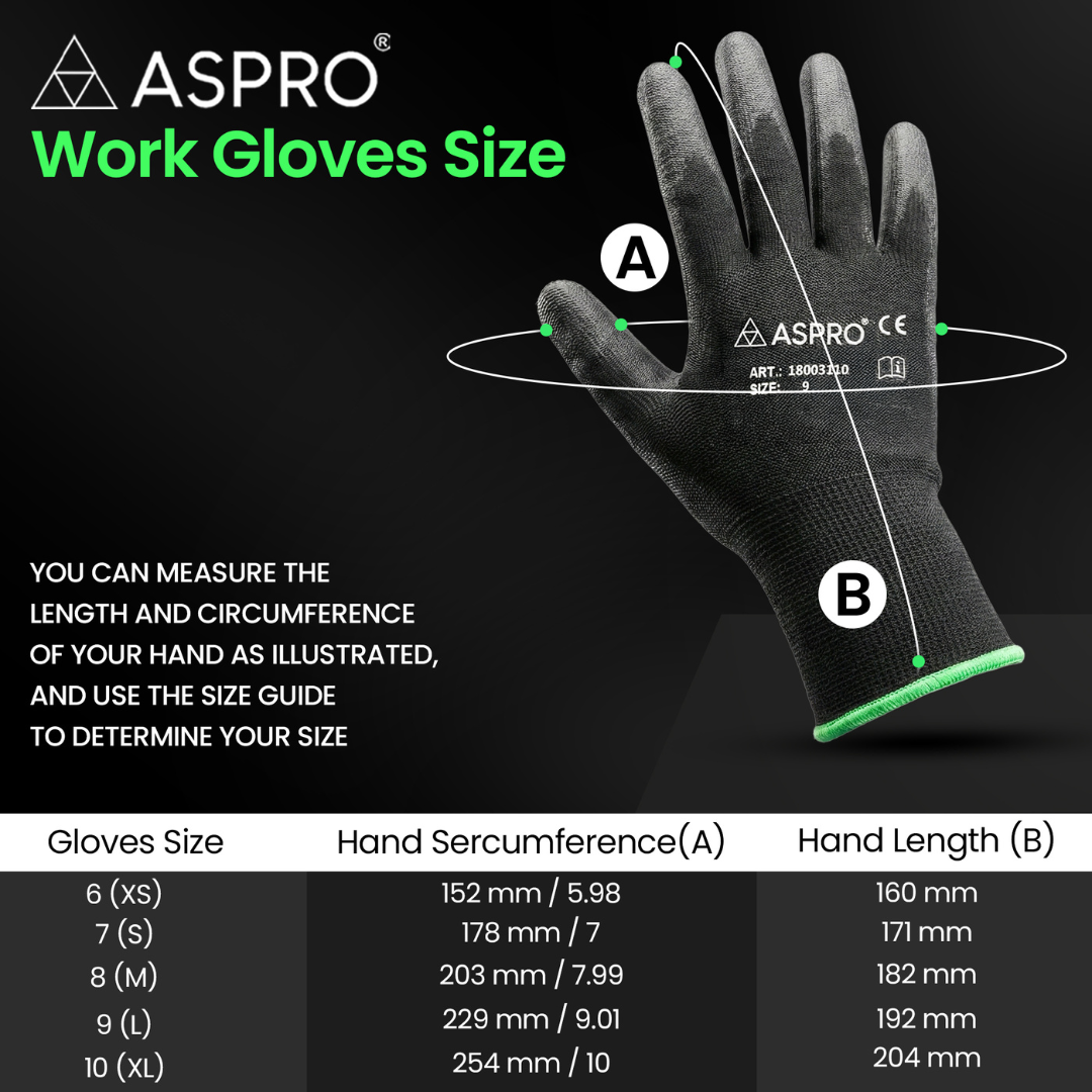 30 Paar PU Arbeitshandschuhe Schwarz Montagehandschuhe Gartenhandschuhe Gr. 7-11